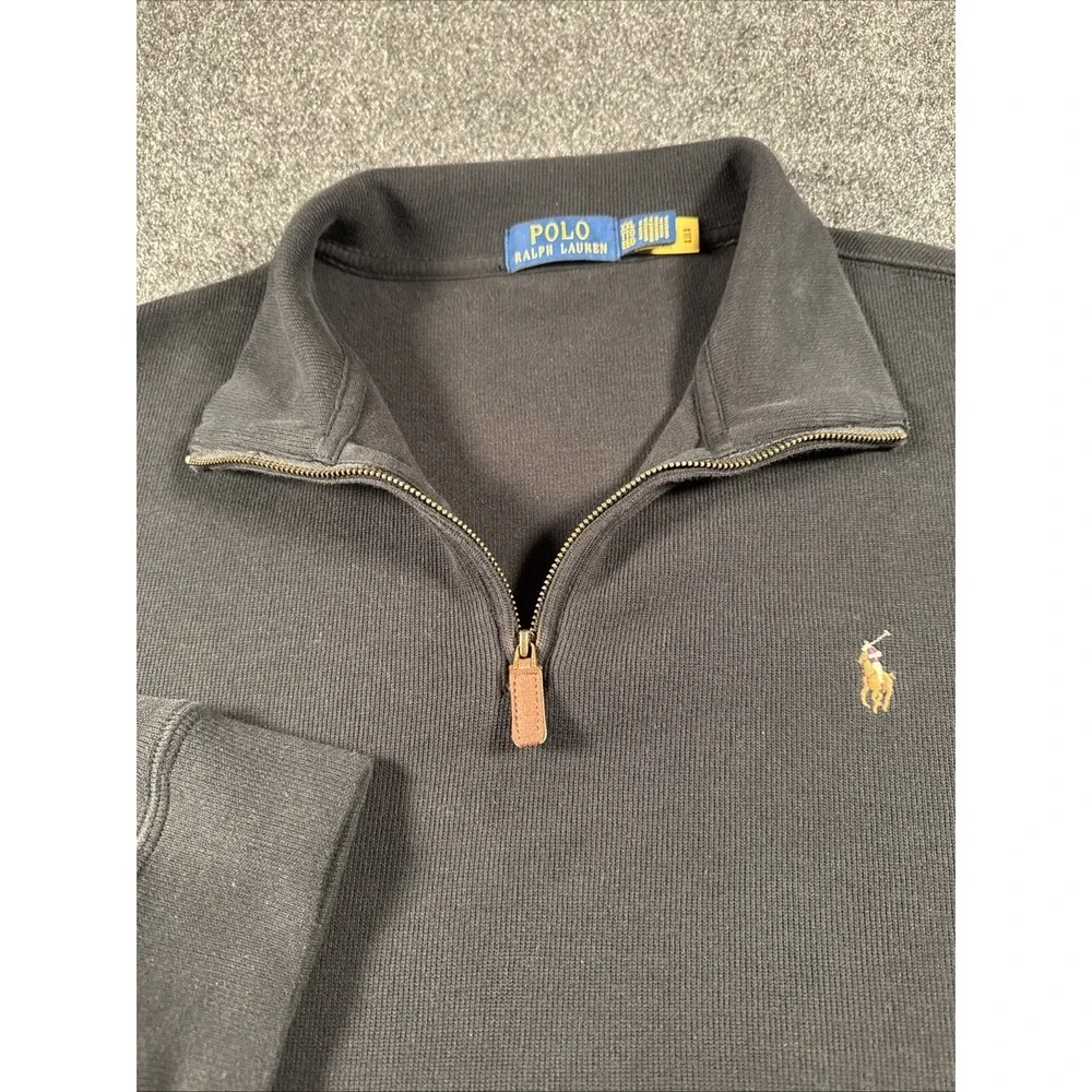 Polo Ralph Lauren Mens Pullover Sweater 1/4 Zip, XXL, Black, Big & Tall Cotton